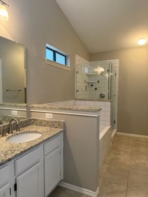 Bathroom, Dual Sink Vanities, Glass Shower, Interior