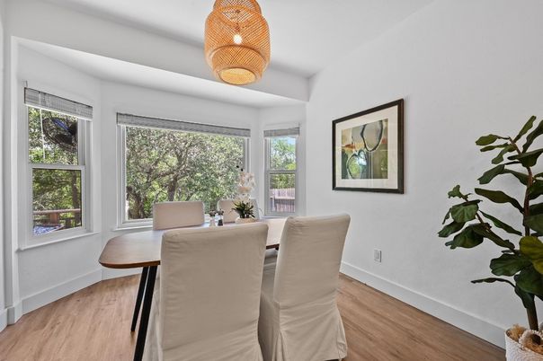 Chandelier, Dining room, Interior, Wood Texture Flooring