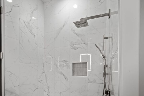 Bathroom, Glass Shower, Interior, Marble Walls