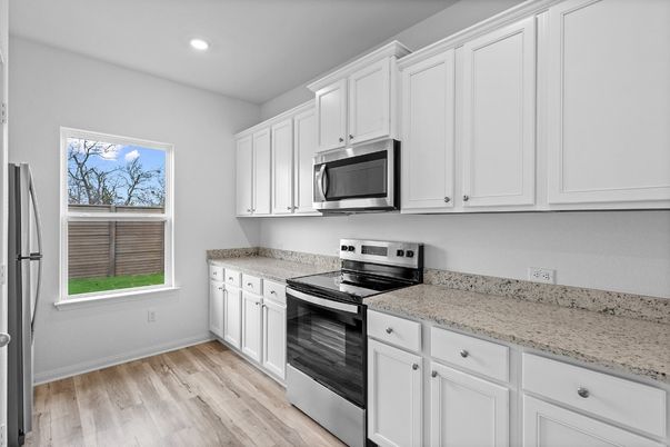 Interior, Kitchen, Recessed Lighting, Wood Texture Flooring