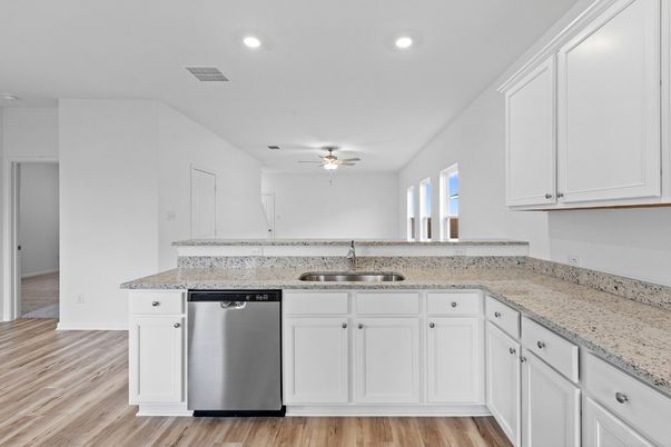 Interior, Kitchen, Recessed Lighting, Wood Texture Flooring