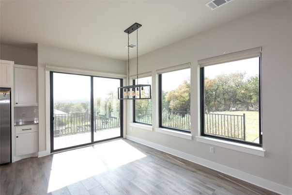 Empty room, Interior, Pendant Lights, Wood Texture Flooring