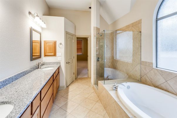 Bathroom, Dual Sink Vanities, Glass Shower, Interior