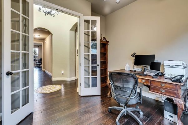 Chandelier, Home Office, Interior, Wood Texture Flooring