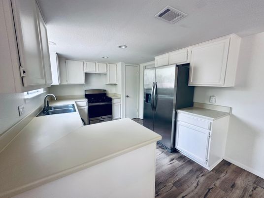 Interior, Kitchen, Recessed Lighting, Wood Texture Flooring