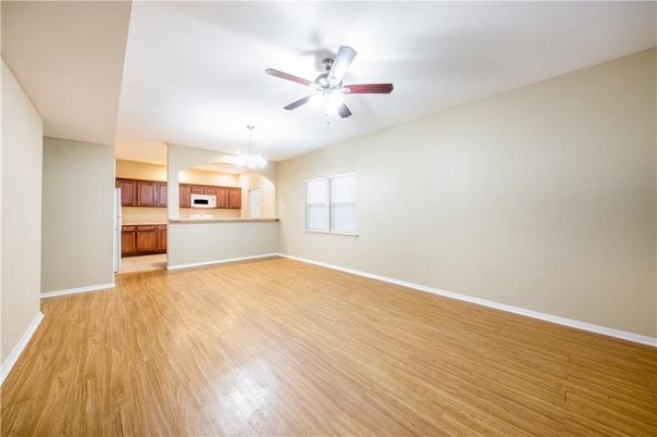 Chandelier, Empty room, Interior, Kitchen, Wood Texture Flooring