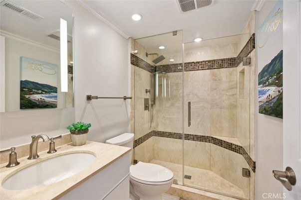 Bathroom, Glass Shower, Interior, Recessed Lighting