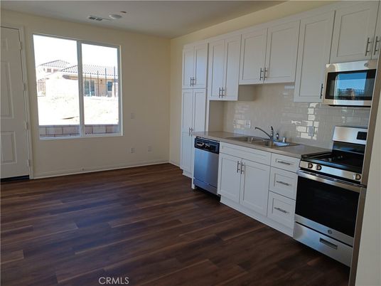 Interior, Kitchen, Stainless Steel Appliances, Wood Texture Flooring