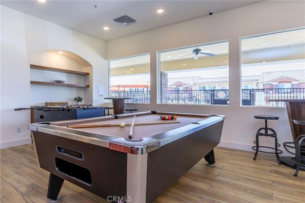 Billiard Table, Game Room, Interior, Recessed Lighting, Wood Texture Flooring
