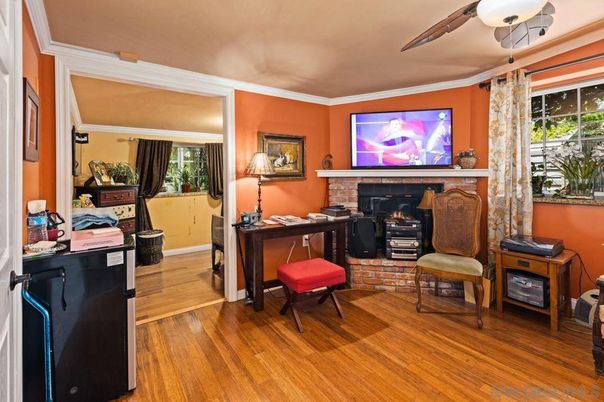 Fireplace, Home Office, Interior, Wood Texture Flooring