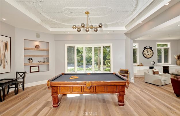 Billiard Table, Game Room, Interior, Recessed Lighting, Wood Texture Flooring