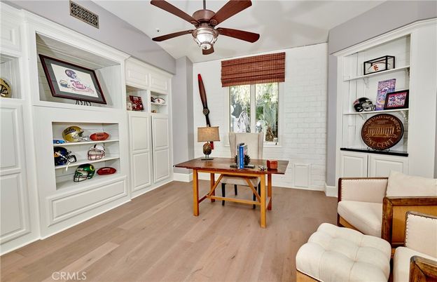 Home Office, Interior, Stone Walls, Wood Texture Flooring