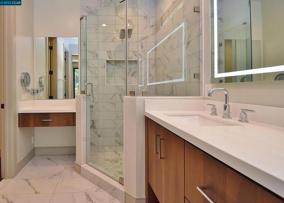 Bathroom, Glass Shower, Interior, Marble, Marble Walls