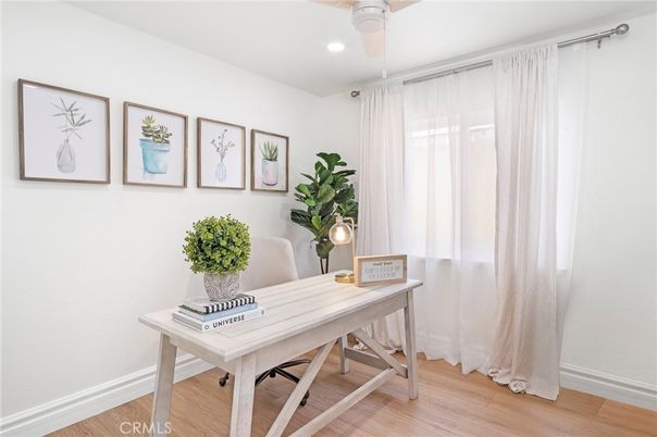 Home Office, Interior, Recessed Lighting, Wood Texture Flooring