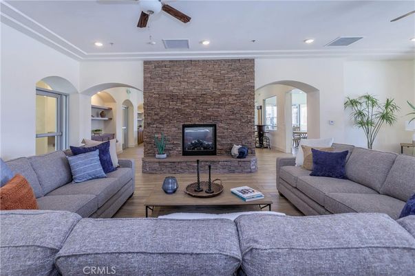 Interior, Living room, Recessed Lighting, Stone Walls, Wood Texture Flooring