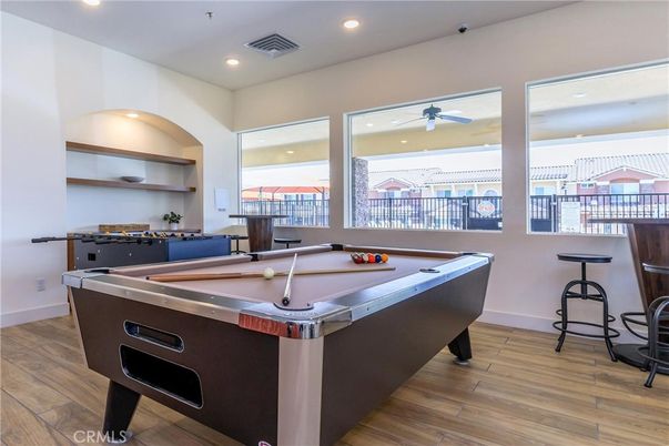 Billiard Table, Game Room, Interior, Recessed Lighting, Wood Texture Flooring