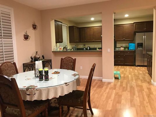 Dining room, Interior, Kitchen, Recessed Lighting, Stainless Steel Appliances, Wood Texture Flooring