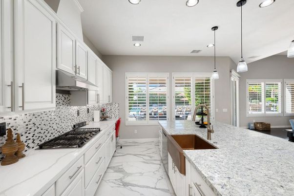 Interior, Kitchen, Marble, Pendant Lights, Recessed Lighting