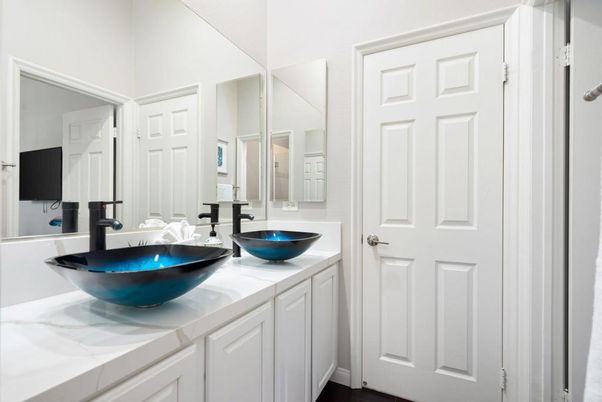 Bathroom, Dual Sink Vanities, Interior, Tile Countertops