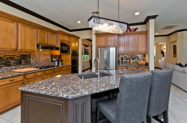 Chandelier, Interior, Kitchen, Recessed Lighting, Stainless Steel Appliances