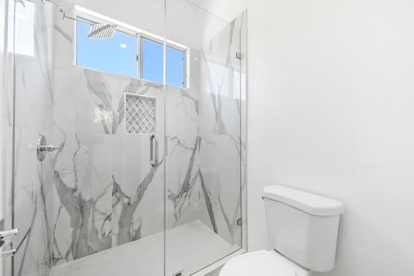 Bathroom, Glass Shower, Interior, Marble Walls