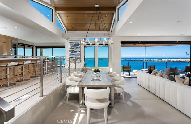 Dining room, Interior, Living room, Pendant Lights, Recessed Lighting, Water, Wooden Ceilings