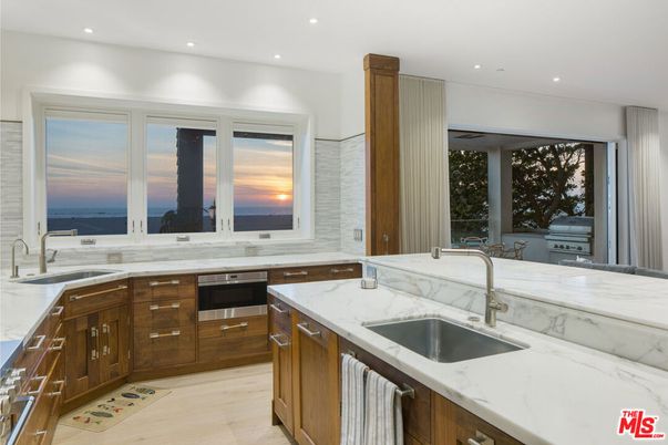 Interior, Kitchen, Recessed Lighting, Stainless Steel Appliances, Water, Wood Texture Flooring