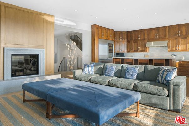 Fireplace, Interior, Kitchen, Living room, Recessed Lighting