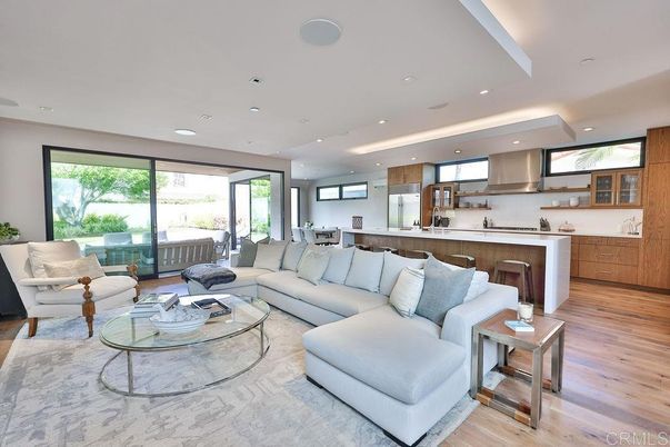 Interior, Kitchen, Living room, Recessed Lighting, Stainless Steel Appliances, Wood Texture Flooring