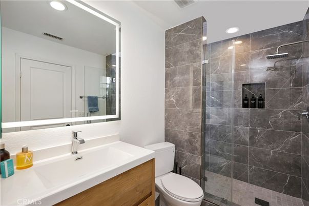 Bathroom, Glass Shower, Interior, Recessed Lighting