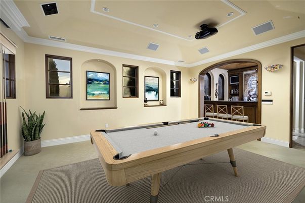 Billiard Table, Game Room, Interior, Recessed Lighting