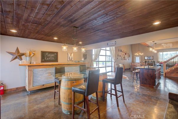 Dining room, Interior, Pendant Lights, Recessed Lighting, Wooden Ceilings