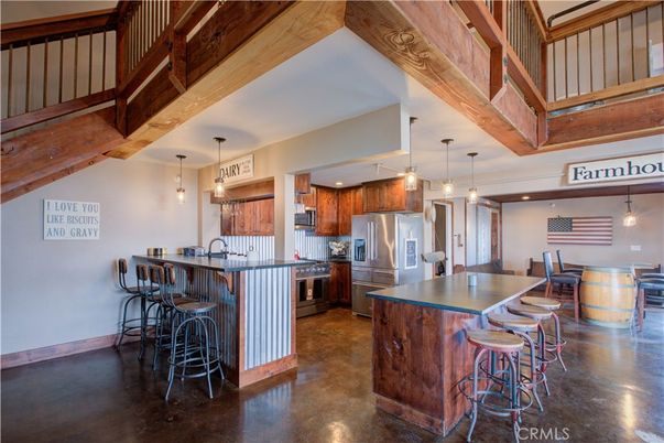 Interior, Kitchen, Pendant Lights, Recessed Lighting, Stainless Steel Appliances, Wooden Beams