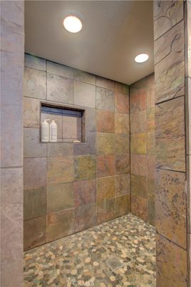 Bathroom, Interior, Recessed Lighting, Stone Walls