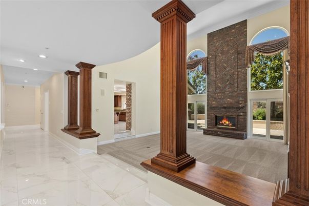 Fireplace, Interior, Marble, Recessed Lighting