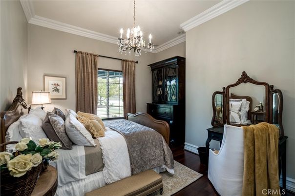 Bedroom, Chandelier, Interior, Wood Texture Flooring