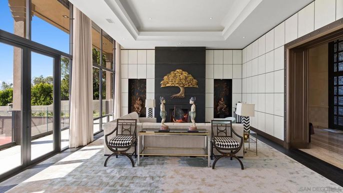 Fireplace, Interior, Living room, Recessed Lighting