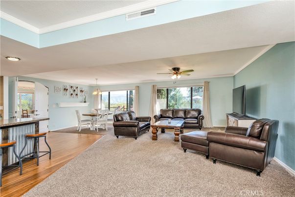 Dining room, Interior, Living room, Pendant Lights, Wood Texture Flooring
