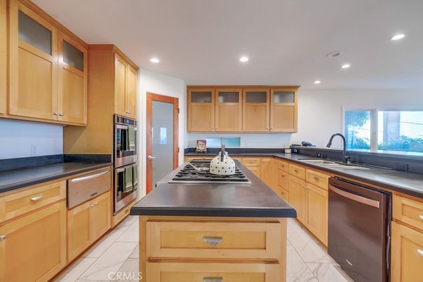 Interior, Kitchen, Marble, Recessed Lighting, Stainless Steel Appliances