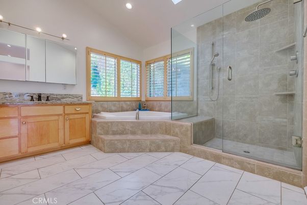 Bathroom, Glass Shower, Interior, Marble, Recessed Lighting