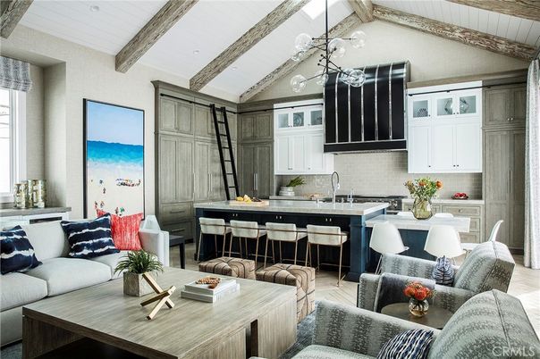 Interior, Kitchen, Living room, Pendant Lights, Stainless Steel Appliances, Wooden Beams