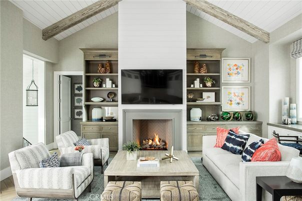Fireplace, Interior, Living room, Wooden Beams, Wood Texture Flooring