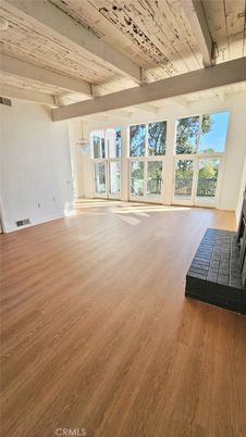 Empty room, Fireplace, Interior, Wooden Beams, Wooden Ceilings, Wood Texture Flooring