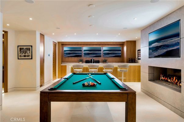 Billiard Table, Fireplace, Game Room, Interior, Recessed Lighting