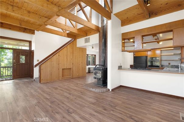 Fireplace, Interior, Kitchen, Wooden Beams, Wooden Ceilings, Wood Texture Flooring