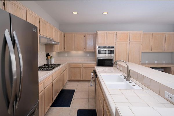 Interior, Kitchen, Recessed Lighting, Tile Countertops