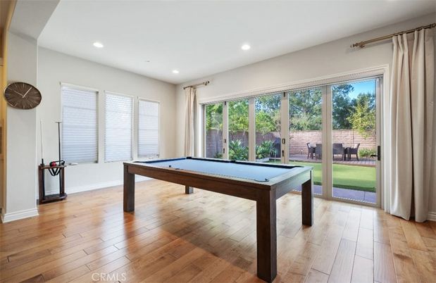 Billiard Table, Game Room, Interior, Recessed Lighting, Wood Texture Flooring