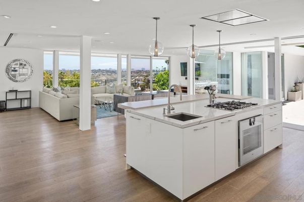 Interior, Kitchen, Living room, Pendant Lights, Recessed Lighting, Wood Texture Flooring