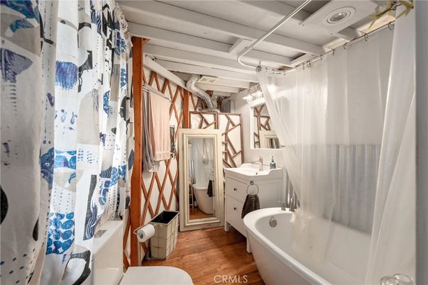 Bathroom, Free Standing Baths, Interior, Wood Texture Flooring