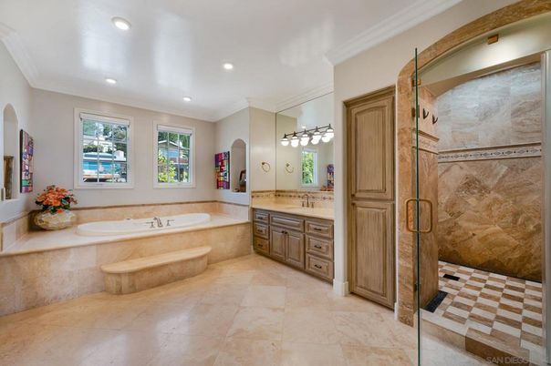 Bathroom, Dual Sink Vanities, Glass Shower, Interior, Recessed Lighting